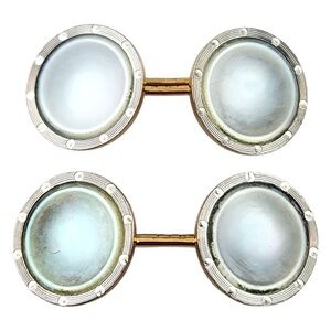 14 Karat Yellow Gold Mother of Pearl Cufflinks #18544
